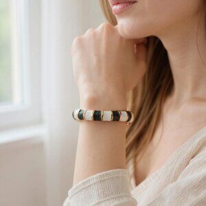 Black and white bangle bracelet
